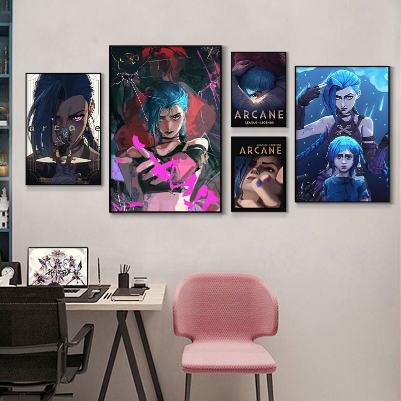 Esports Gaming Poster - Affiche Arcane Jinx Close-Up, impression HD
